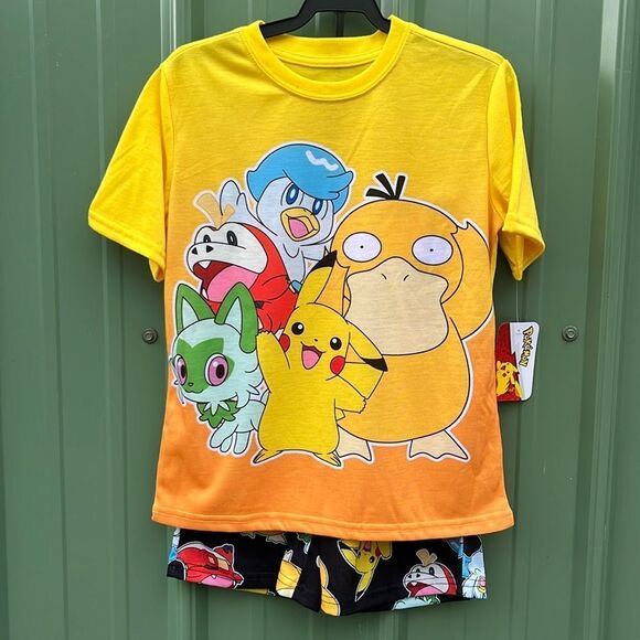 Pokémon & Mario Graphic Print Tee & Shorts Sleep 2, 2-Piece Sets Size M - Picture 4 of 7